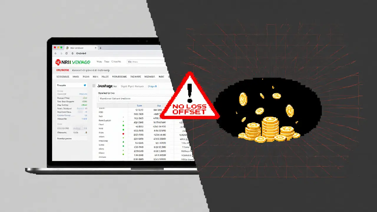 Split-screen of foreign crypto exchange and Indian TDS deduction with coins disappearing into a black hole