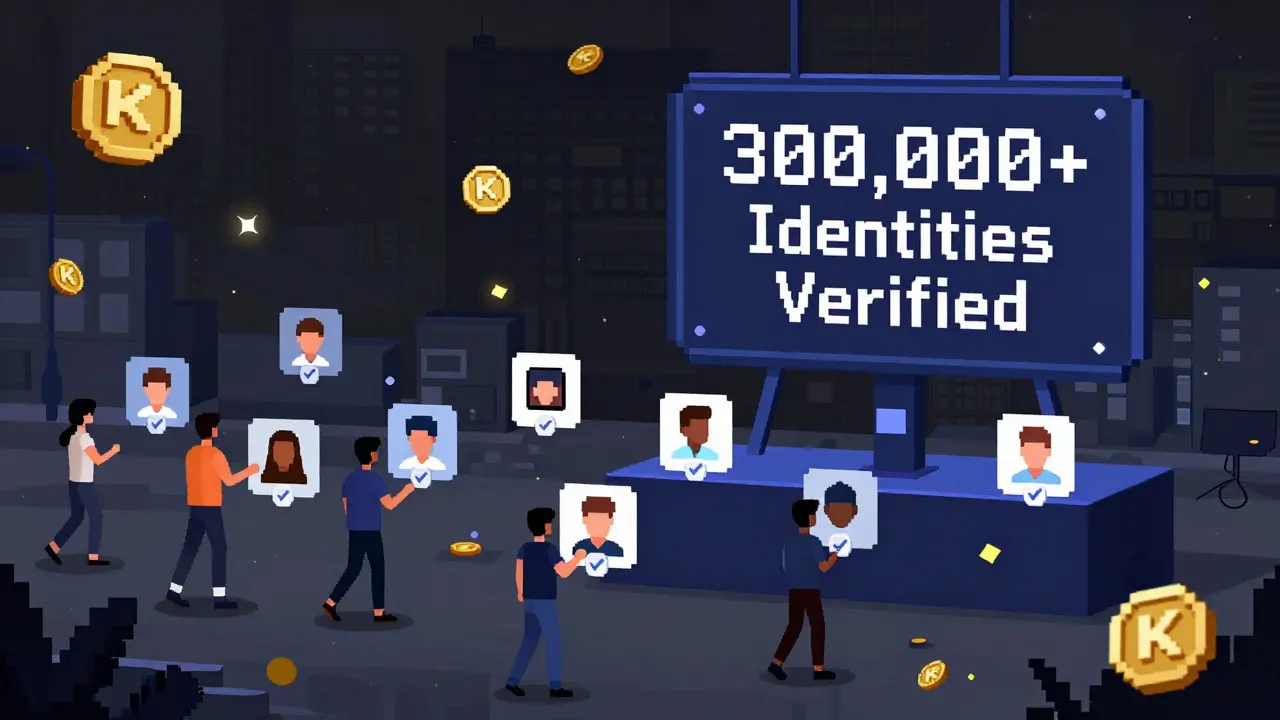 Developers using verified user profiles in a decentralized app marketplace with 300K+ identities.