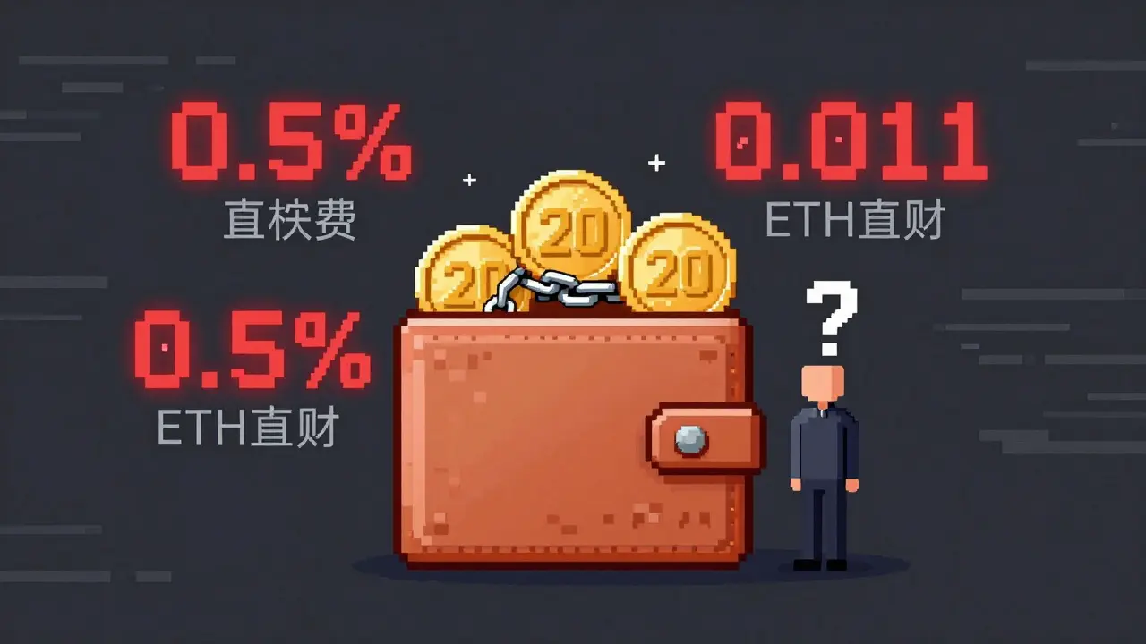 Locked wallet with 20 XRP coins and high fee warnings in pixel art style, user looking frustrated.