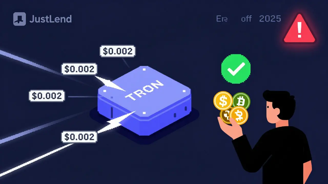 TRON node with fast USDT transactions and faint liquidation warning