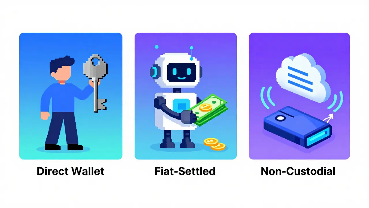 Comparison of direct wallet, fiat gateway, and non-custodial options