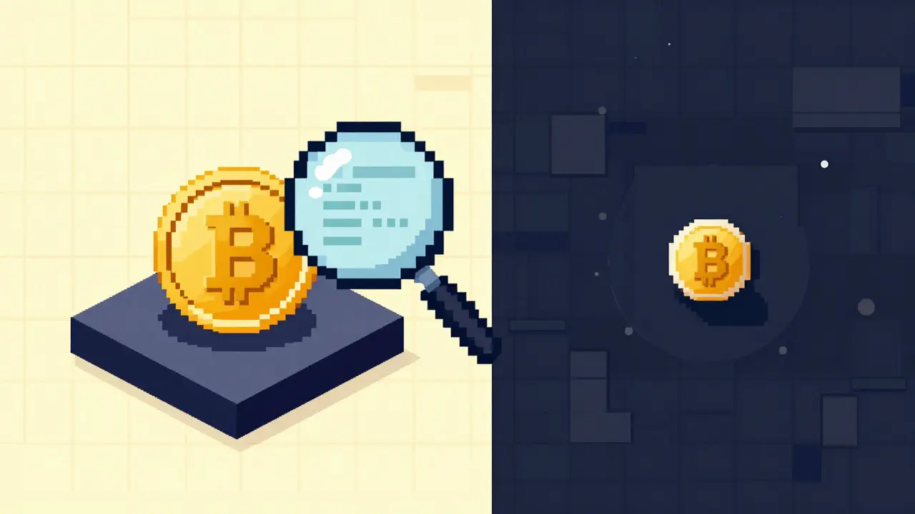 Pixel art comparison showing the correct BNB Chain token versus a confusing Solana token.