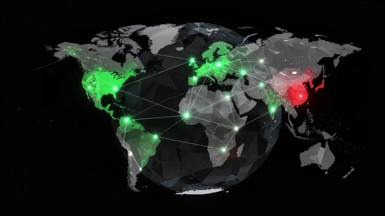 Pixel art globe showing a resilient network of connected data nodes