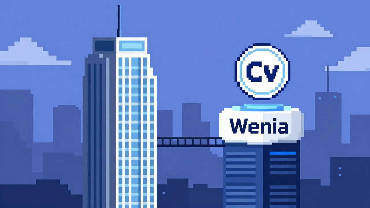 Pixel art of a bank separated from its crypto exchange platform via a loophole