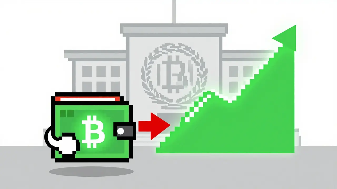Pixel art showing crypto income growth and tax implications