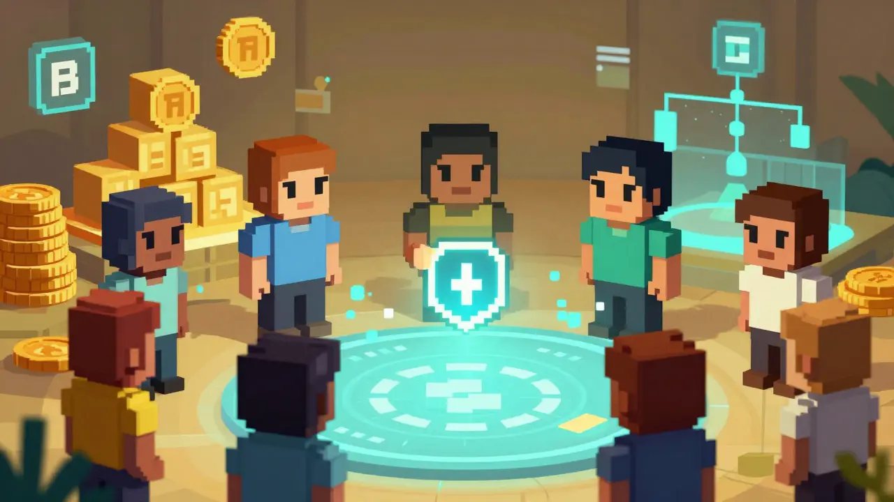 Pixel art avatars voting in a decentralized company hub