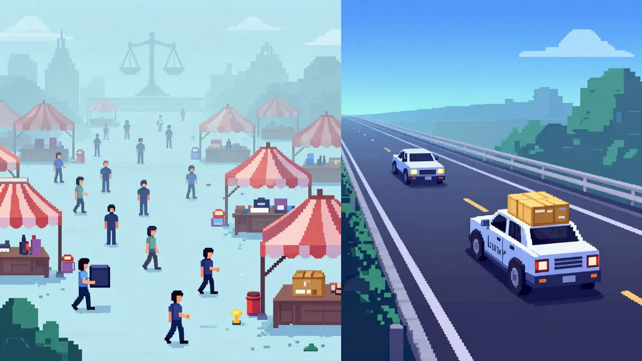 Pixel art comparing Monero's privacy vs Liquid Network's speed