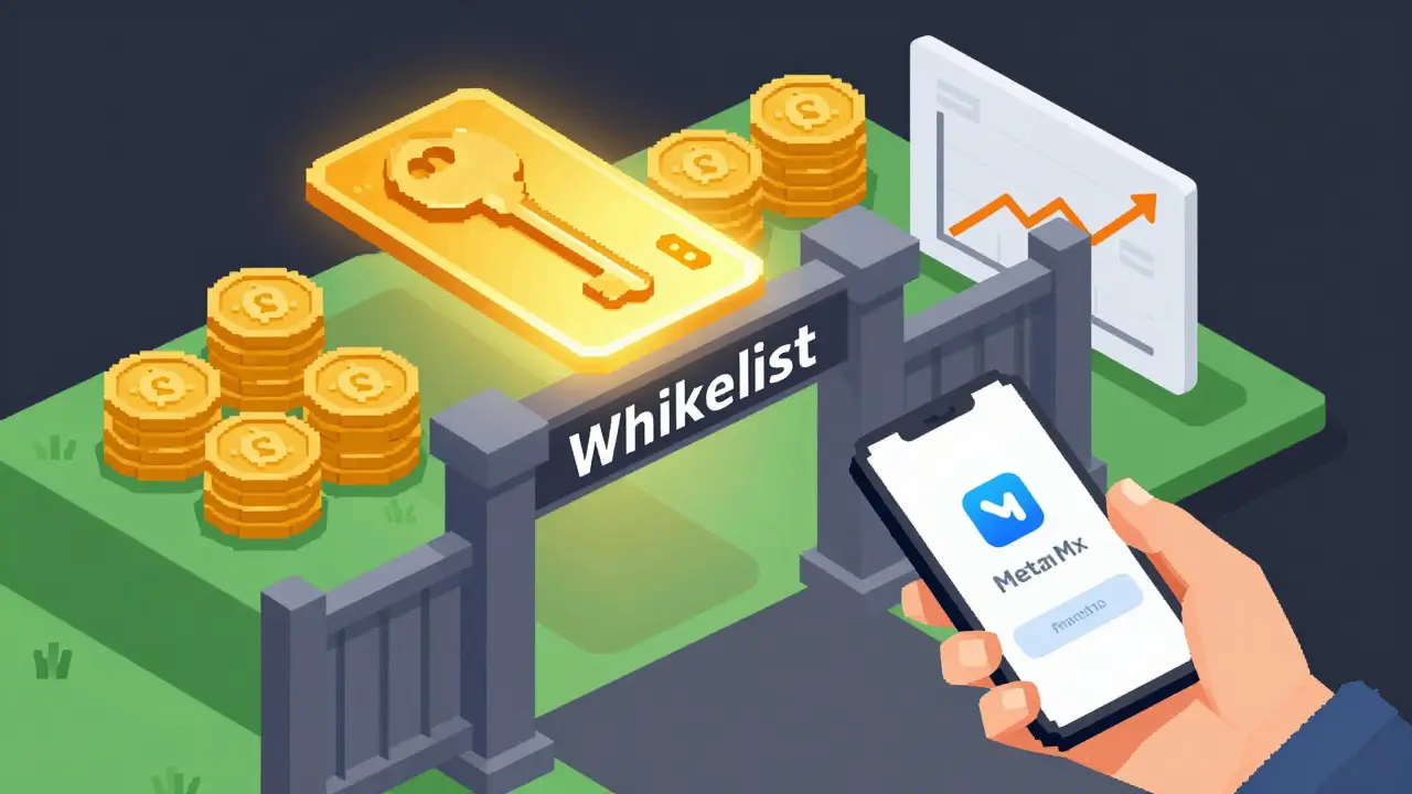 Pixel art showing NFT keys unlocking whitelist access for token allocations