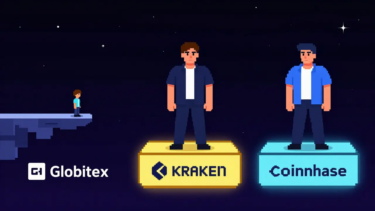 Pixel art comparing small niche exchange to large stable ones