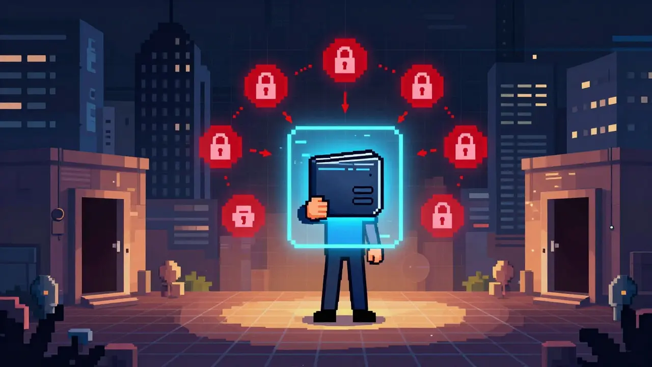 Pixel art of secure crypto storage vs restrictions