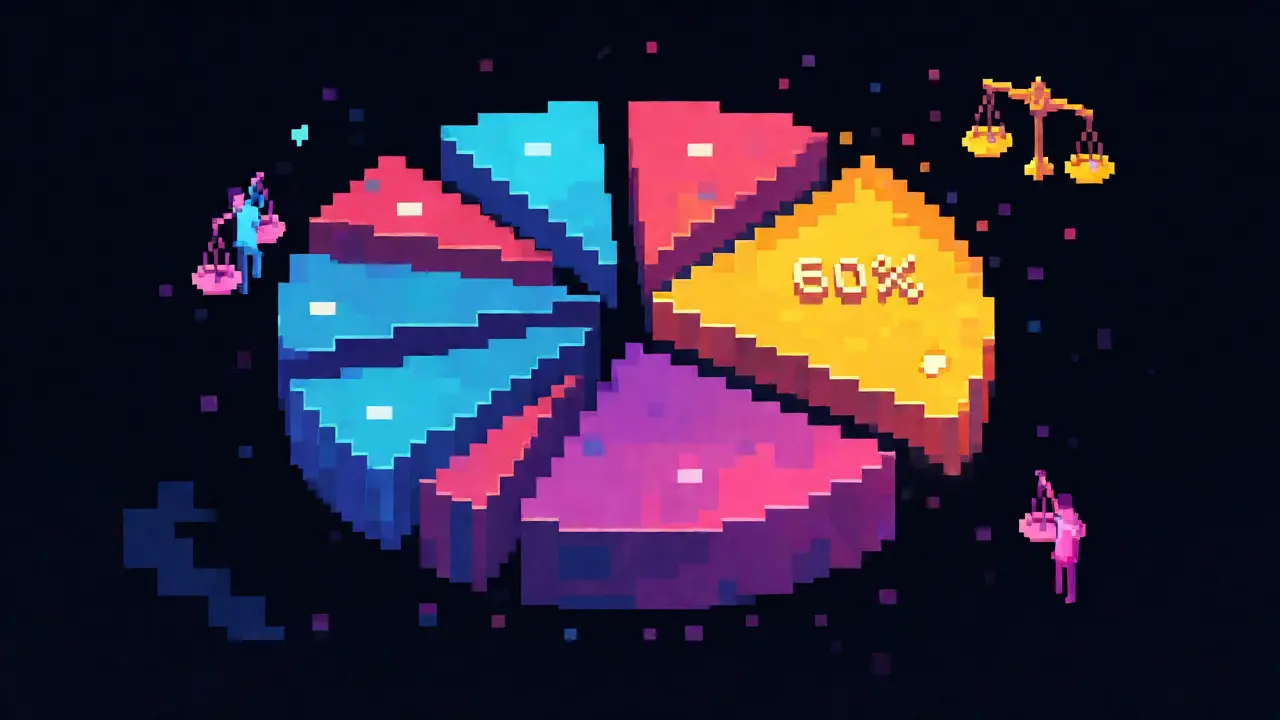 Abstract pixel pie chart showing token supply distribution