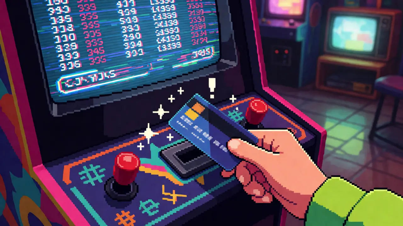 Glitching arcade machine rejecting a credit card for a failed trade
